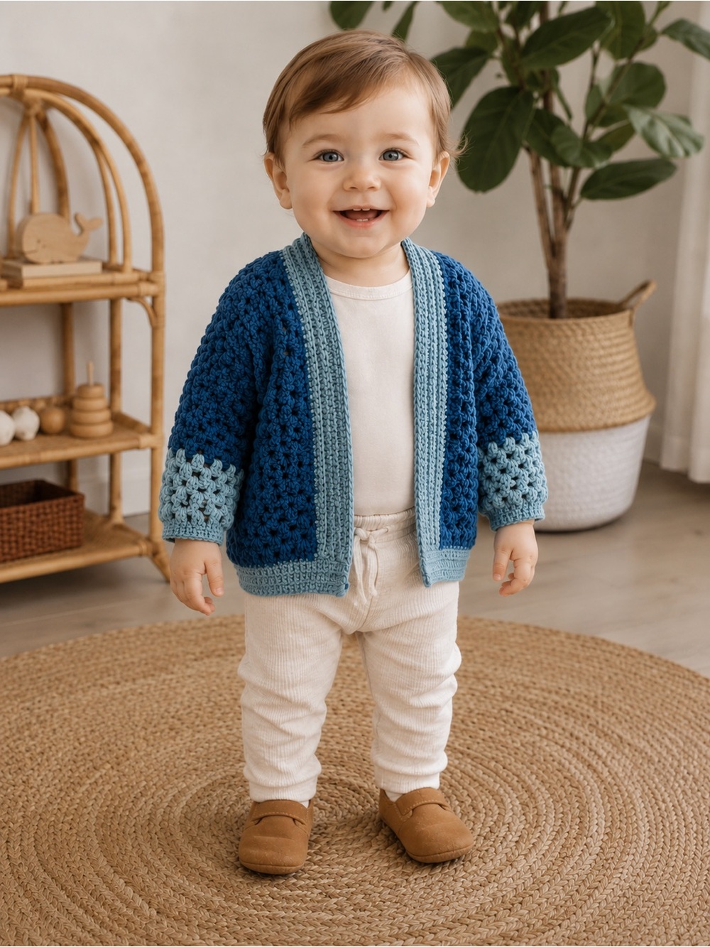 HANDMADE Little Ocean Cardigan - 12-18m